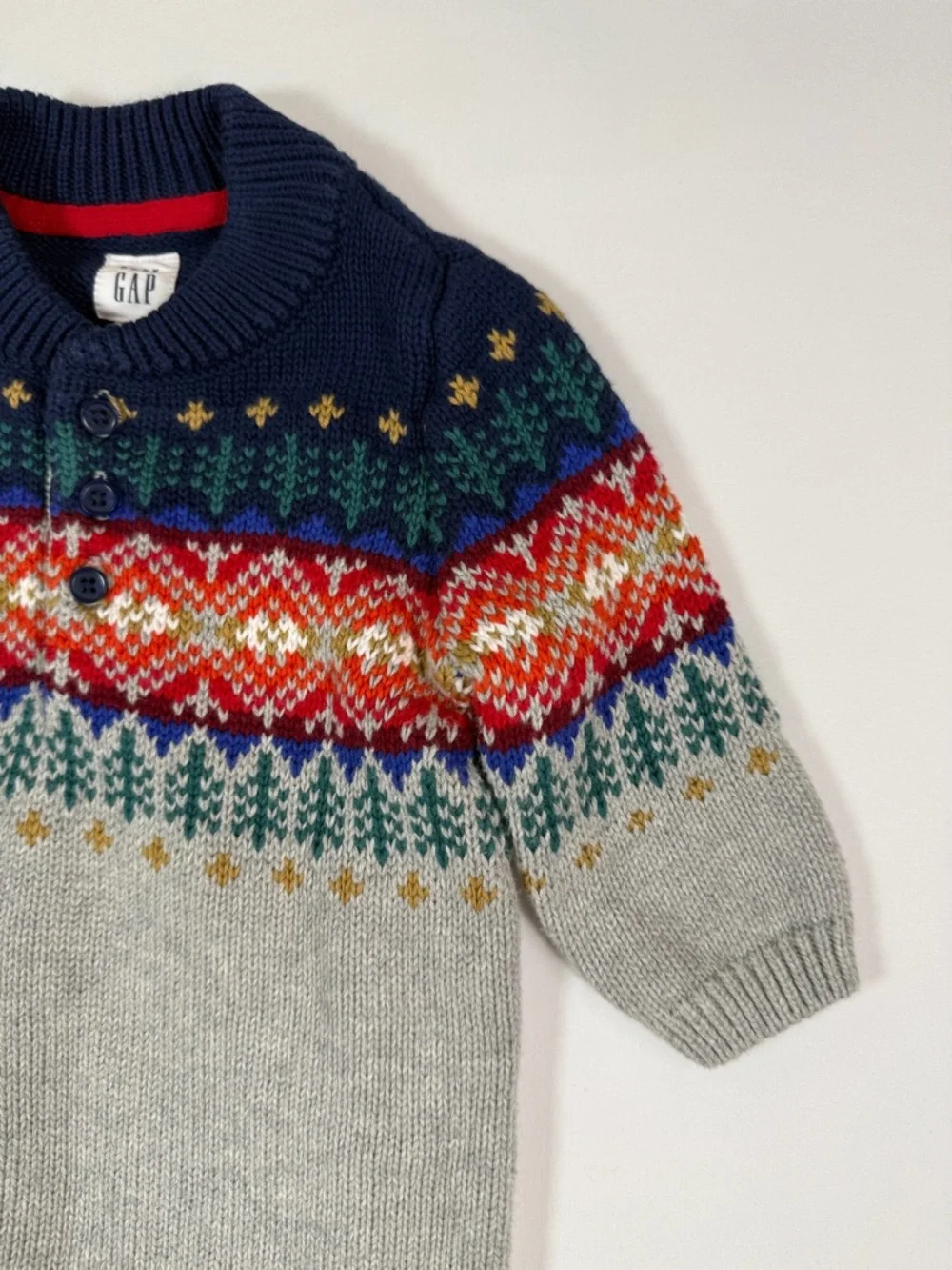 BABY GAP Boys’ Fair Isle Knit Sweater‎ One Piece Romper Après Ski Winter 3-6M